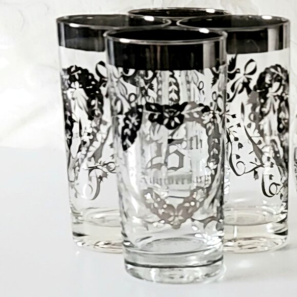 Vintage 25th Anniversary Highball Glasses | Set of 4 - Picture 1 of 6